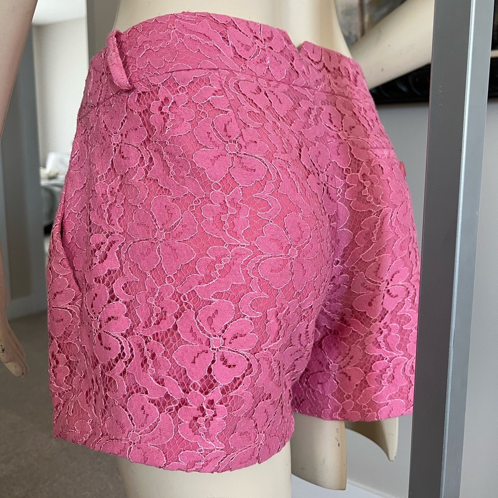 Lace High-Waist Pink Women's Shorts - Picture 10 of 14
